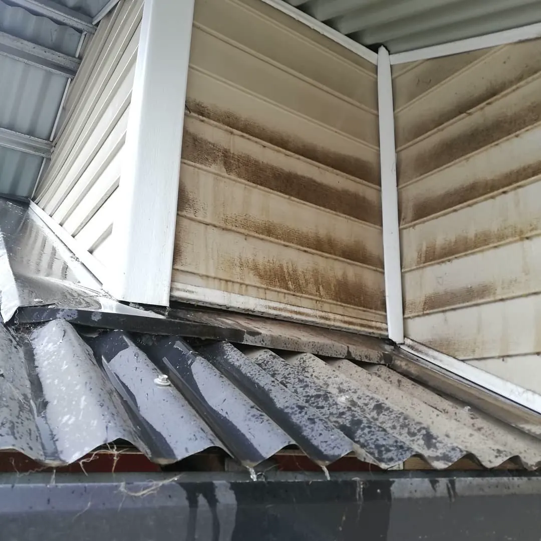 Trabajo de hidrolavado de una fachada.